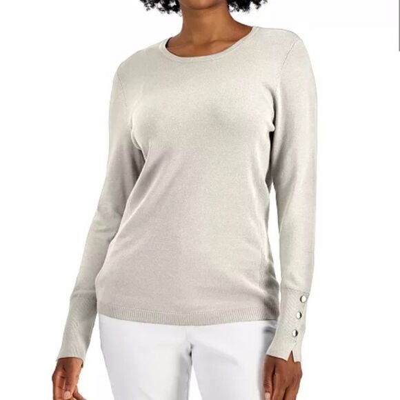 JM Collection Button-Sleeve top women’s size small - Picture 1 of 5